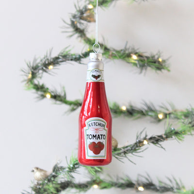 Glas ketchupflaske juledekoration