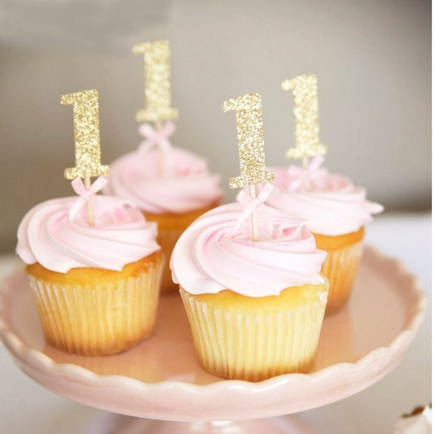 Number 1 Gold Cake Toppers