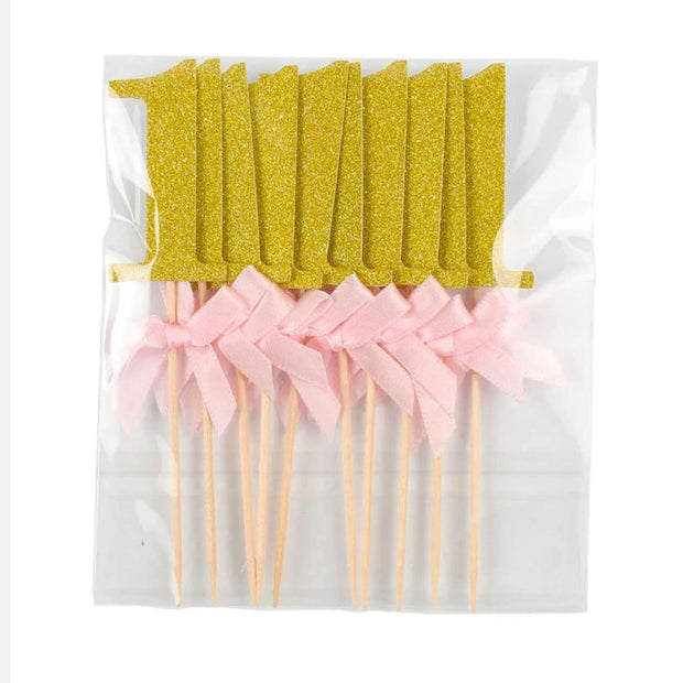 Number 1 Gold Cake Toppers