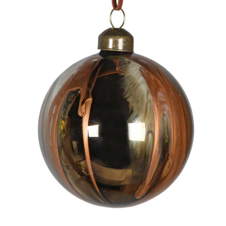 Marble Effect Bauble in Copper