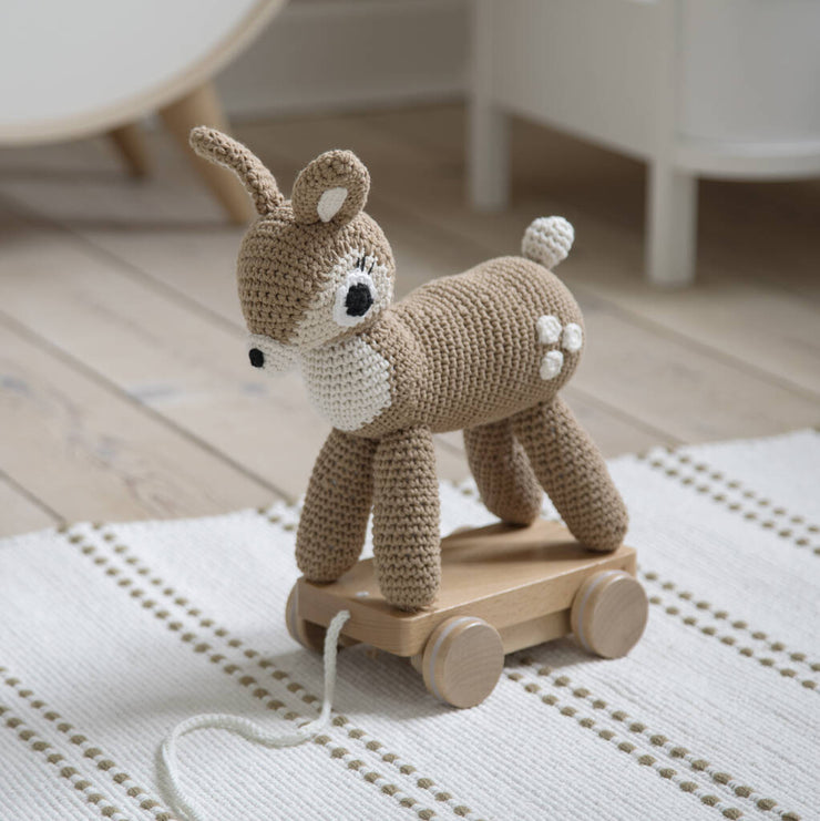 Crochet Deer Pull Along Toy by Sebra