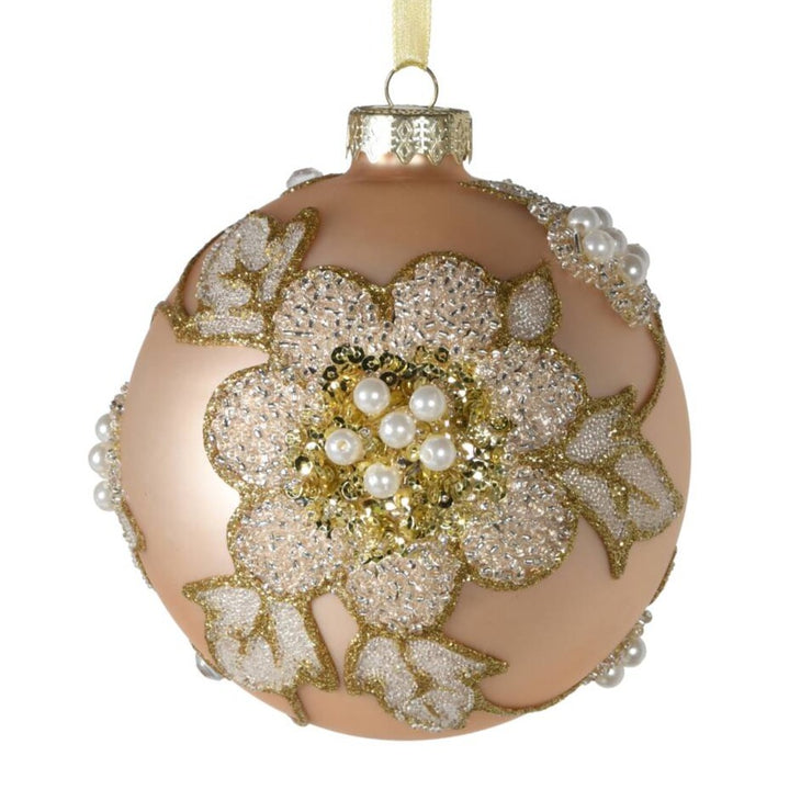 Floral Beaded Christmas Bauble