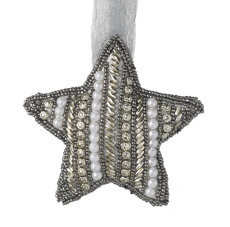 Embroidered Jewelled Star Tree Decoration