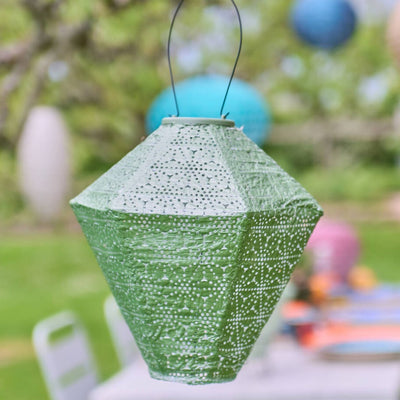 Moroccan Solar Lantern - Green Diamond