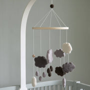 Grey Clouds Felted Cot Mobile by Sebra