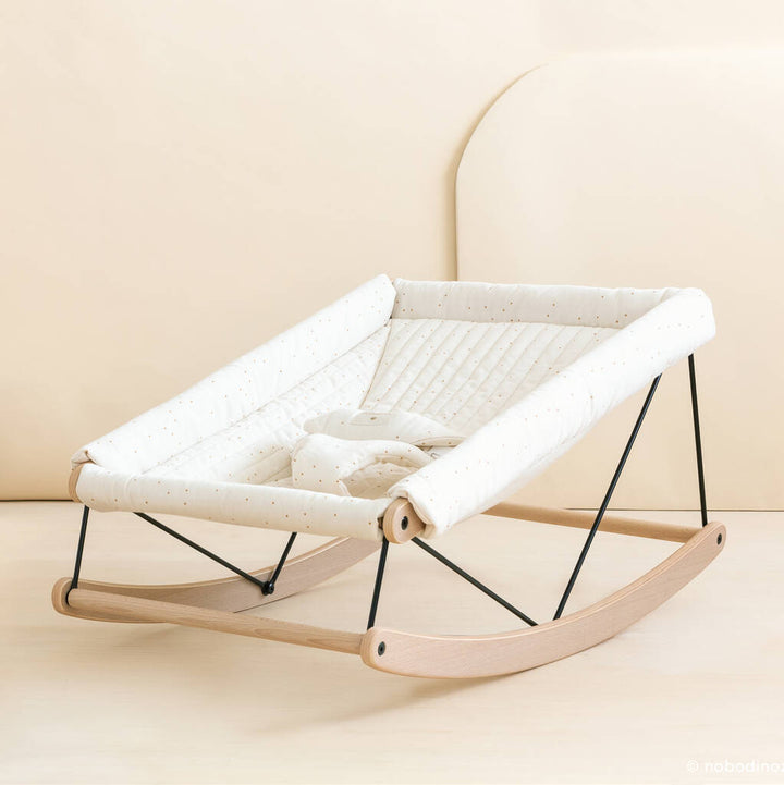 Growing Green Baby Bouncer With Sweet Honey Dots Cover fra Nobodinoz