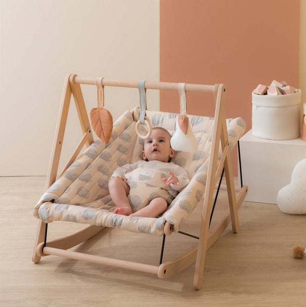 Growing Green Baby Bouncer with White Gatsby Cover by Nobodinoz