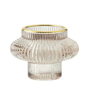 2 in 1 Ribbed Glass Candle Holder / Pale Pink