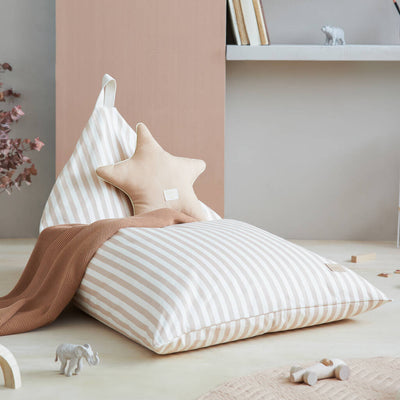 Pouf Essaouira En Sergé Rayé Taupe / Naturel par Nobodinoz