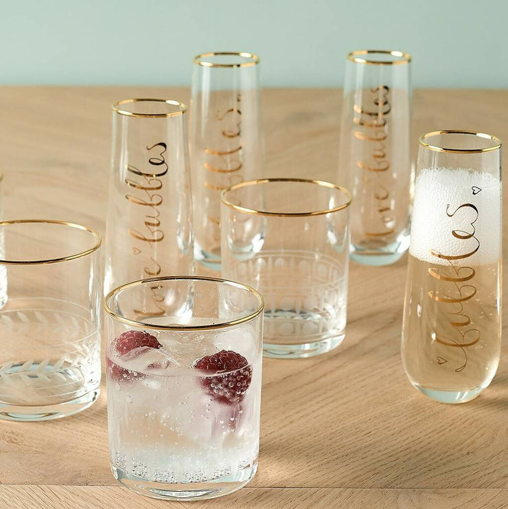 Set of 4' Love Bubbles' Stemless Glasses