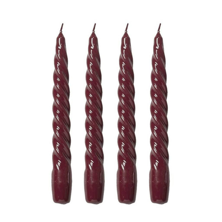 Set Of Four Twisted Taper Candles - Pomegranate
