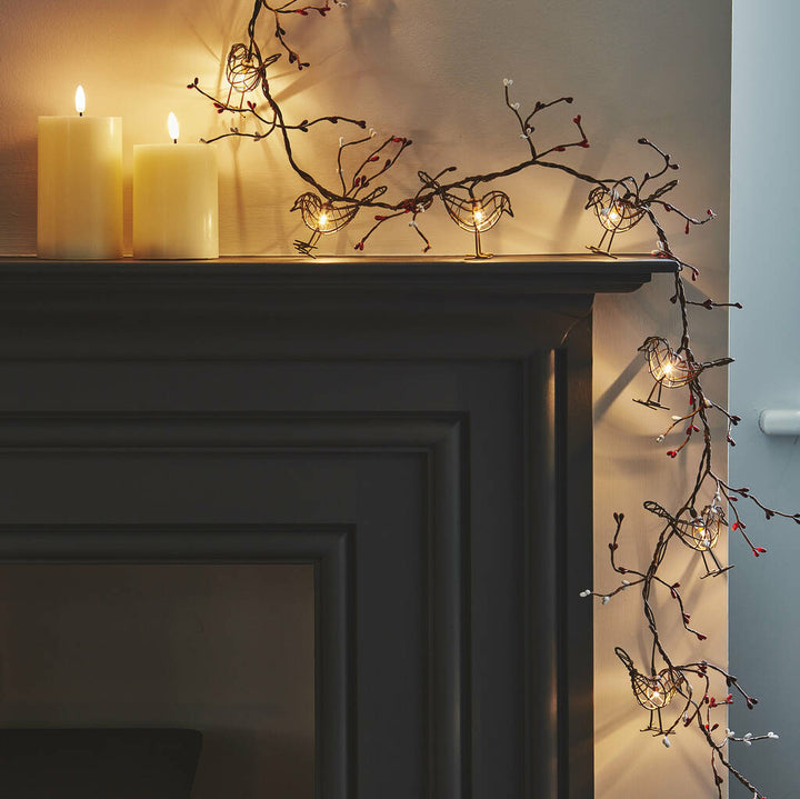 Garland af LED Robin-lys