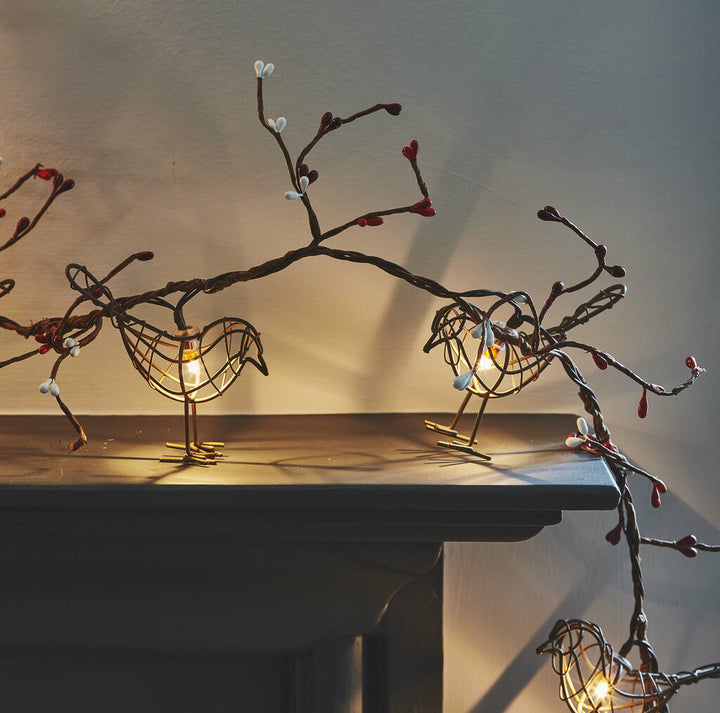 Garland af LED Robin-lys