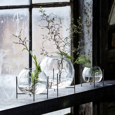 Vase de style terrarium avec support