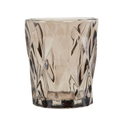 Faceted Glass Tealight Holder - Chocolate Brown