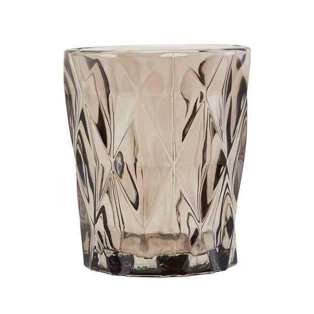 Faceted Glass Tealight Holder - Chocolate Brown