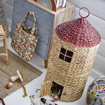Water Hyacinth Fairy House Storage Basket