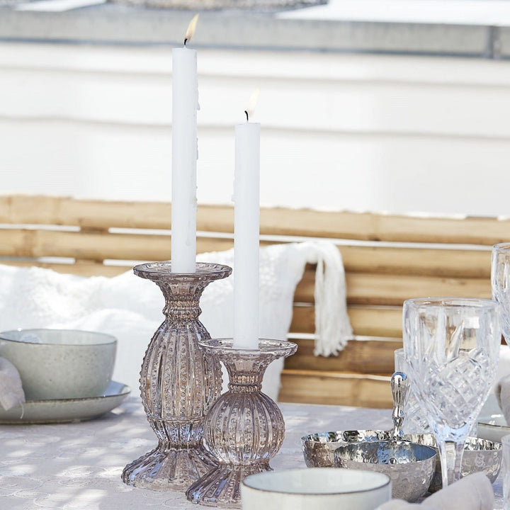 Pink Miya lysestage i presset glas