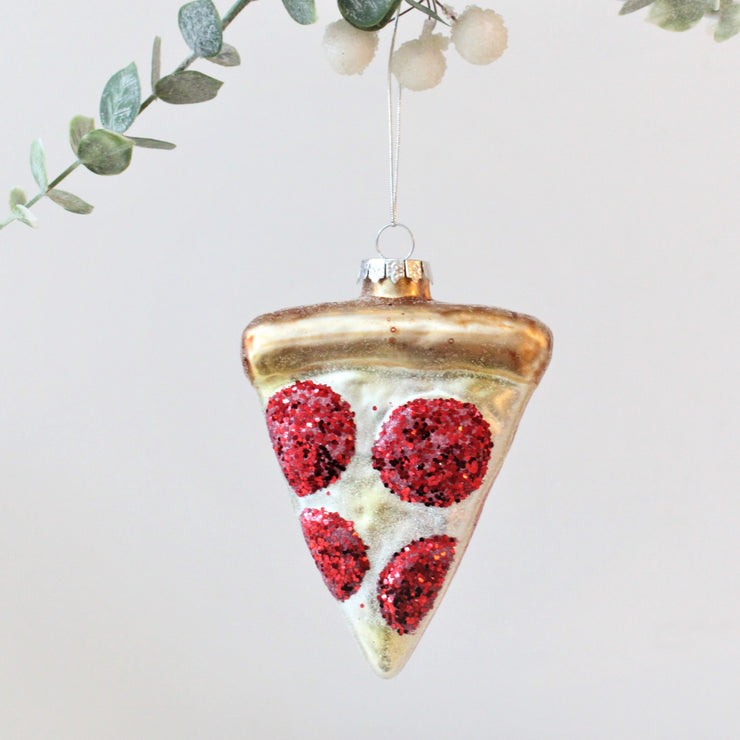 Glass Pizza Slice Christmas Decoration