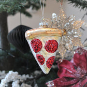 Glass Pizza Slice Christmas Decoration