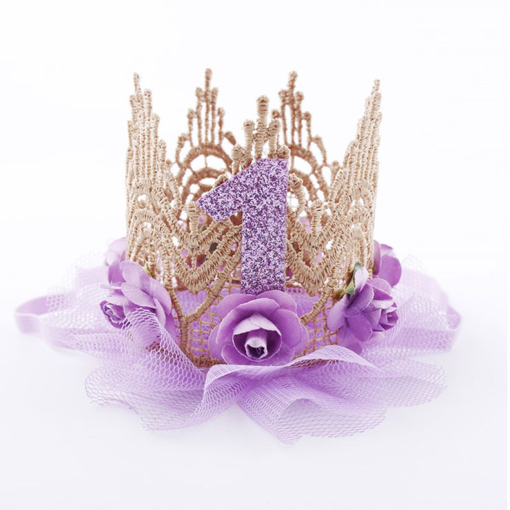 Rose And Tulle Purple First Birthday Crown