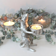 Pair Of Platinum Mice Candle Holders