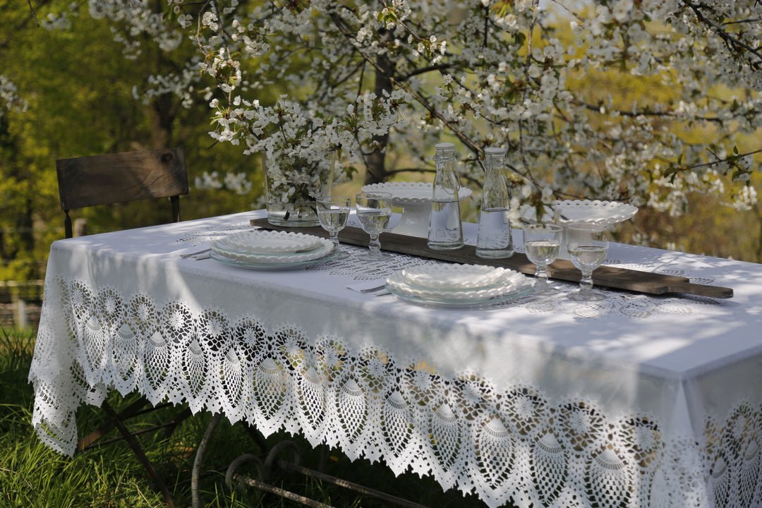 Vinyl lace tablecloth discount