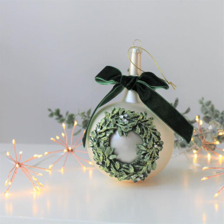 Christmas Wreath Bauble with Velvet Bow