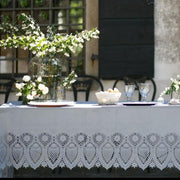 Tuscany Crochet Lace Vinyl Tablecloth / White