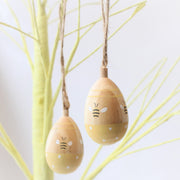 Set Of Three Wooden Easter Eggs With Bees