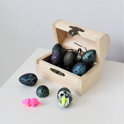 Wooden Chest With 6 Mini Hatching Dinosaur Eggs